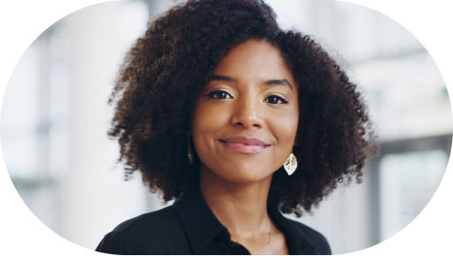 Smiling female professional representing the positive impact of Enstead's lead generation services and virtual assistance